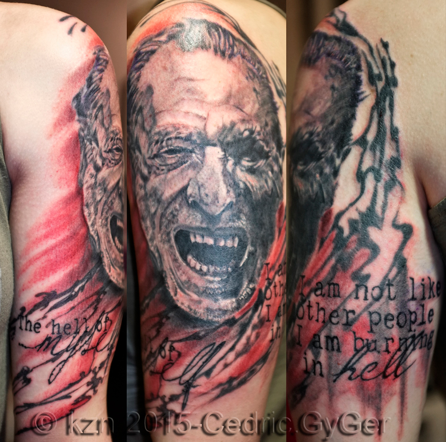 Tatouage portrait de Bukowski